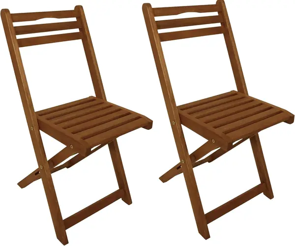 2X Holz Klappstuhl Gartenstuhl, Eukalyptus braun geölt…