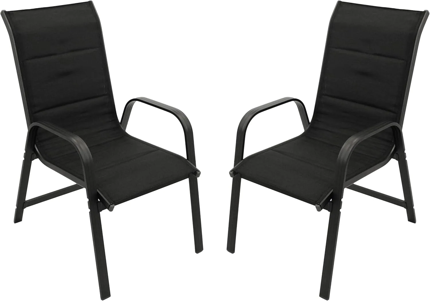 DEGAMO 2X Stapelsessel CESANO, Alu anthrazit + Textilgewebe gepolstert schwarz, stapelbar, wetterfest, Outdoor