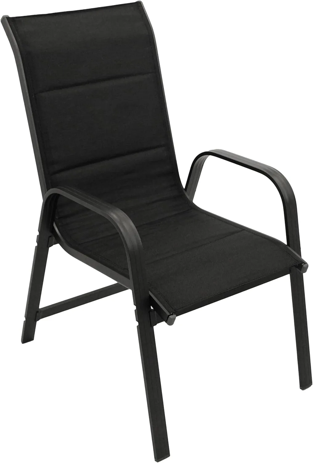 DEGAMO 2X Stapelsessel CESANO, Alu anthrazit + Textilgewebe gepolstert schwarz, stapelbar, wetterfest, Outdoor — Ansicht 3
