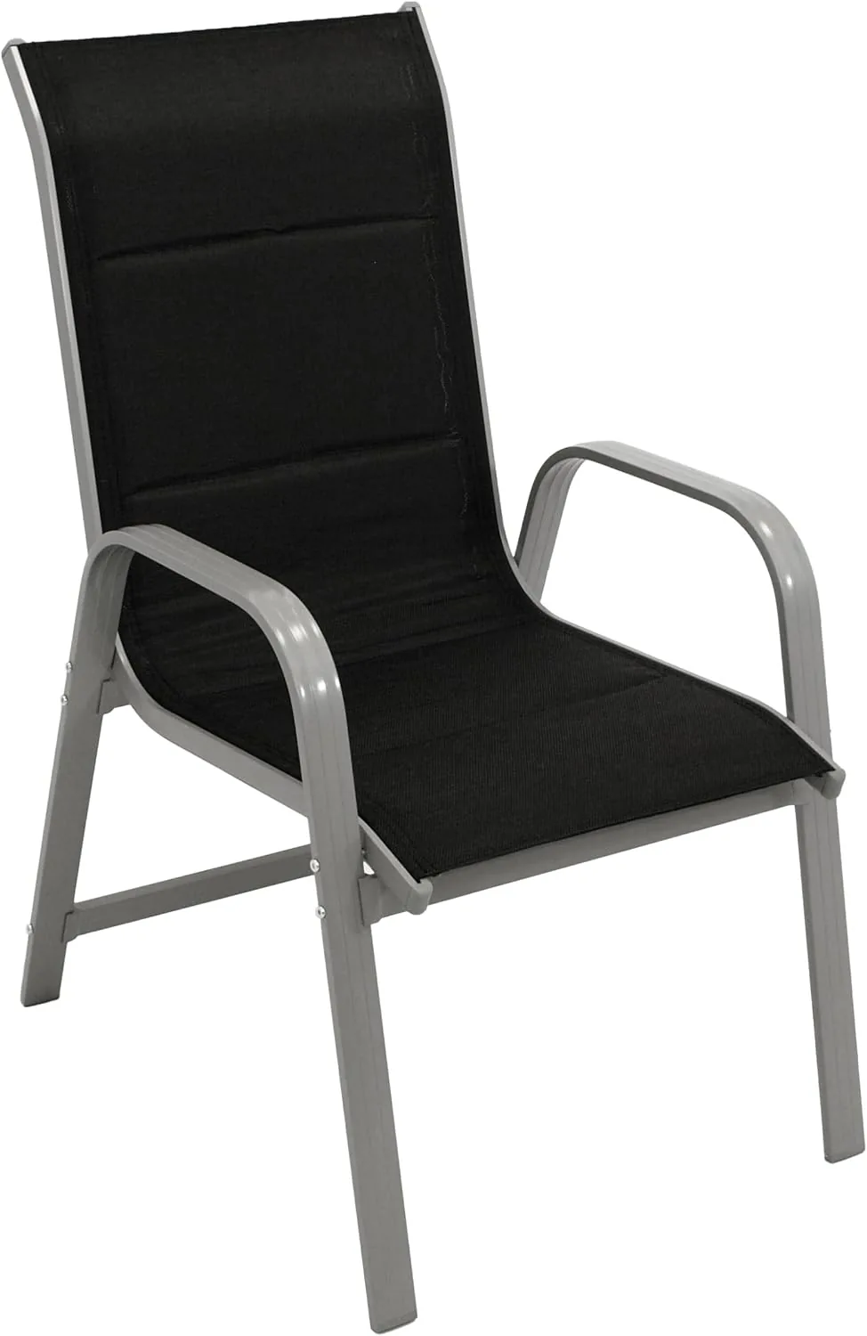 DEGAMO 2X Stapelsessel CESANO, Alu Silbergrau + Textilgewebe gepolstert schwarz, stapelbar, wetterfest, Outdoor — Ansicht 3