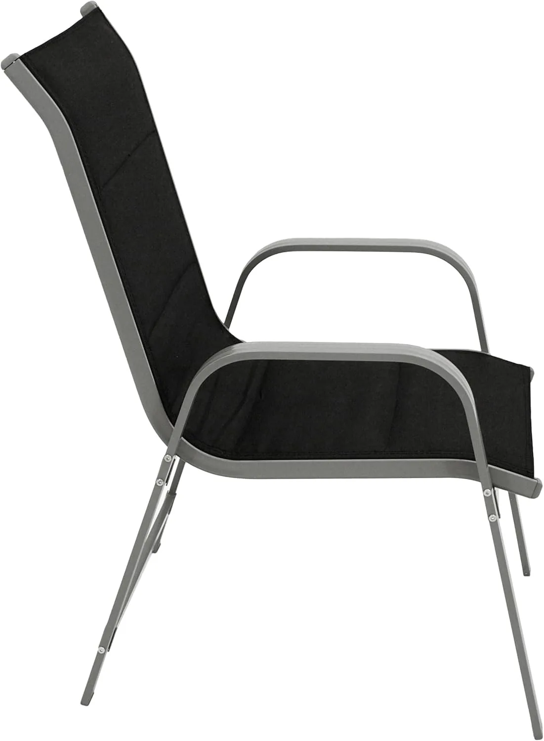 DEGAMO 2X Stapelsessel CESANO, Alu Silbergrau + Textilgewebe gepolstert schwarz, stapelbar, wetterfest, Outdoor — Ansicht 6