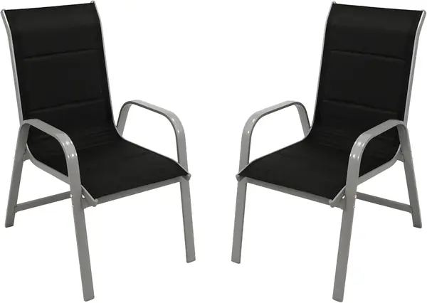 2X Stapelsessel CESANO, Alu Silbergrau + Textilgewebe…