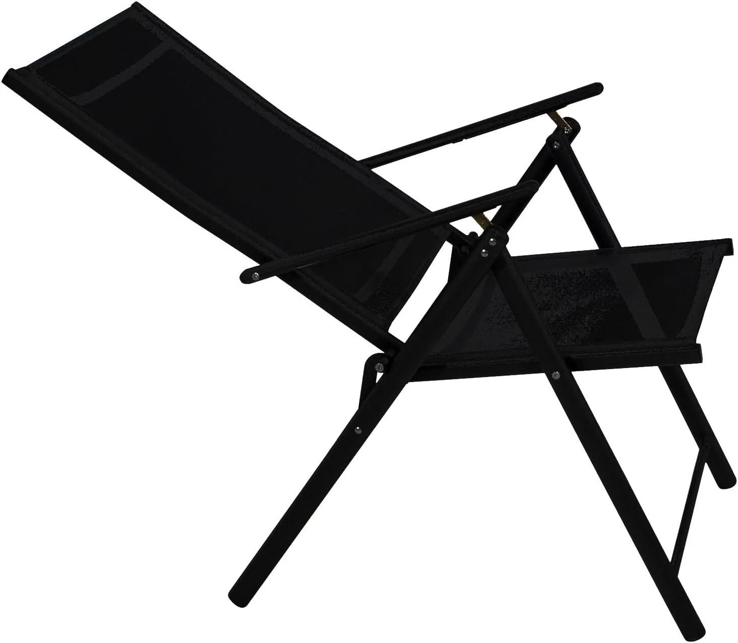 DEGAMO 4X Klappsessel Milano, Metall schwarz + Textilgewebe gepolstert schwarz, 7-Fach verstellbar, wetterfest, Outdoor — Ansicht 5