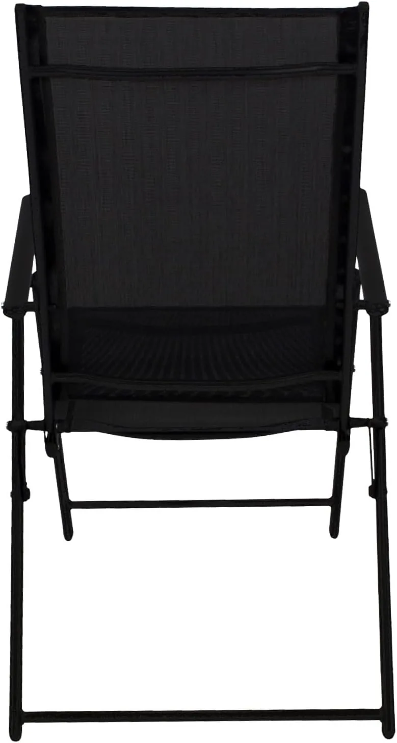 DEGAMO 4X Klappsessel Milano, Metall schwarz + Textilgewebe gepolstert schwarz, 7-Fach verstellbar, wetterfest, Outdoor — Ansicht 6