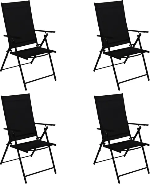 4X Klappsessel Milano, Metall schwarz + Textilgewebe…