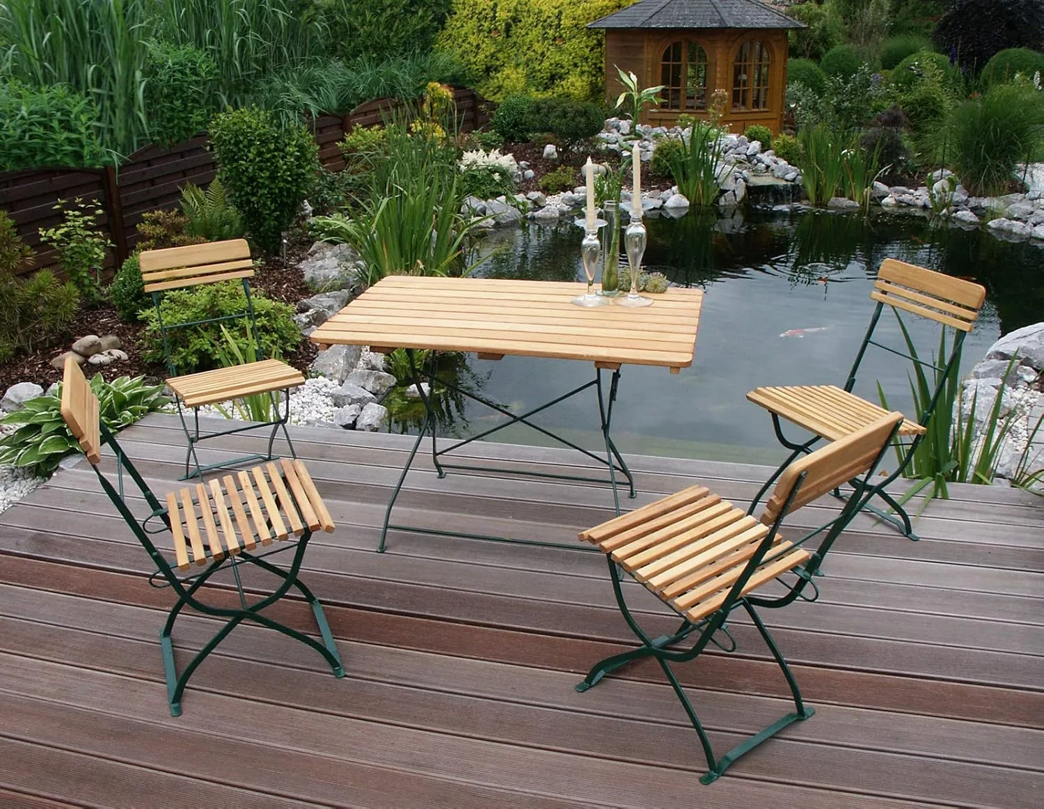 DEGAMO 5-teiliges Biergartenset MÜNCHEN, Gestell grün + Robinie — Ansicht 6