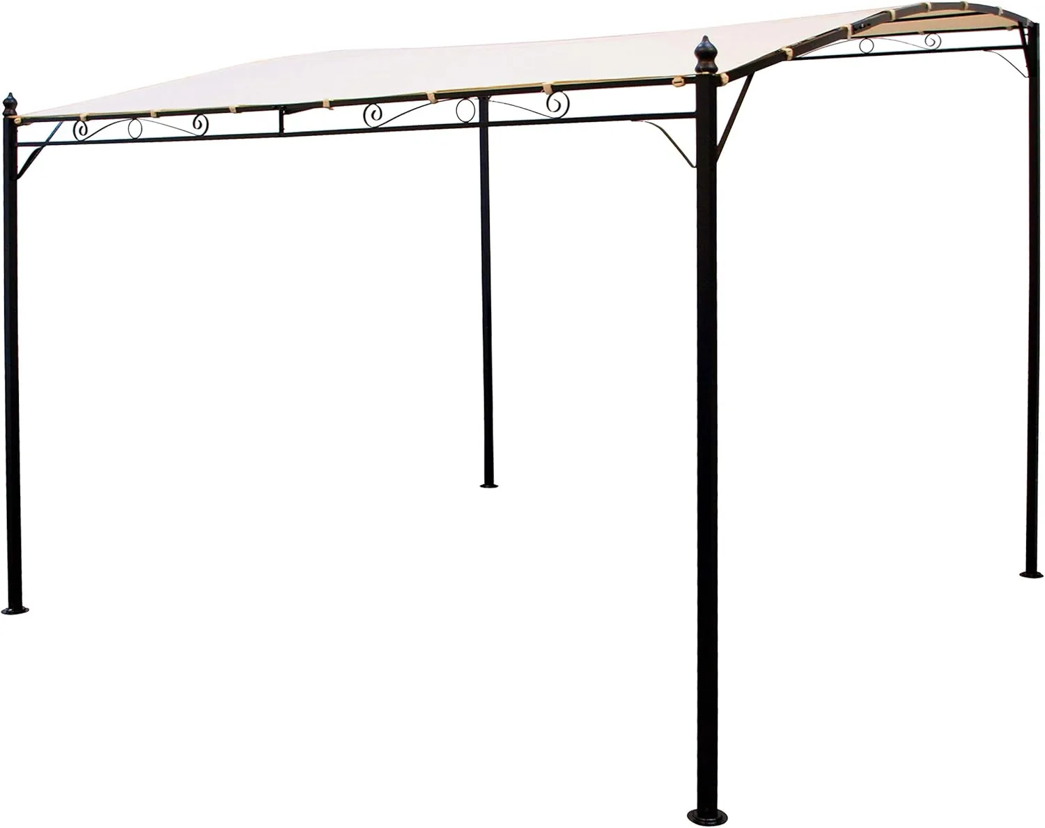 DEGAMO Anbaupavillon Terrassenpavillon Mantova-XL 300 x 300 cm, Stahlgestell schwarz, Dachplane wasserdicht ecrufarben