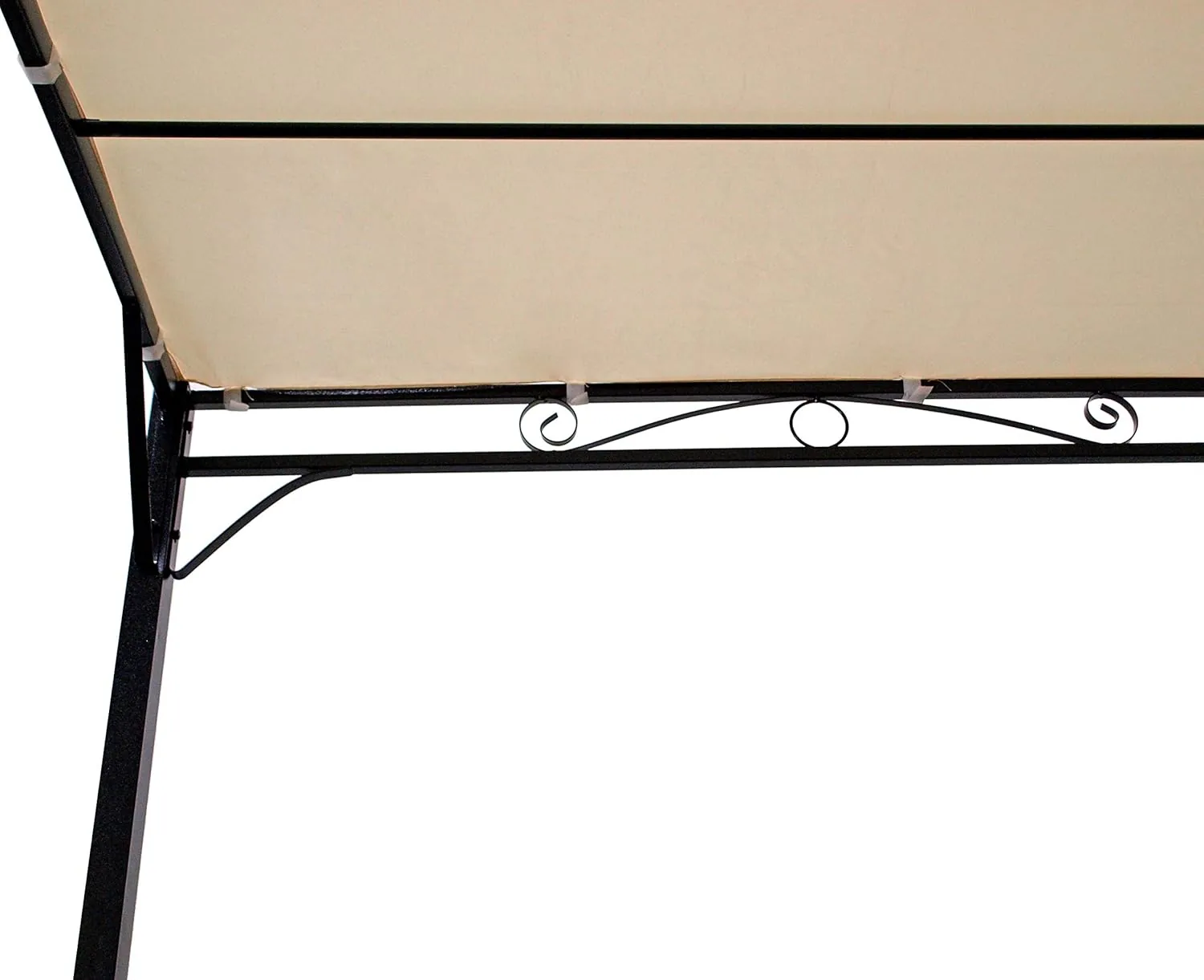 DEGAMO Anbaupavillon Terrassenpavillon Mantova-XL 300 x 300 cm, Stahlgestell schwarz, Dachplane wasserdicht ecrufarben — Ansicht 3