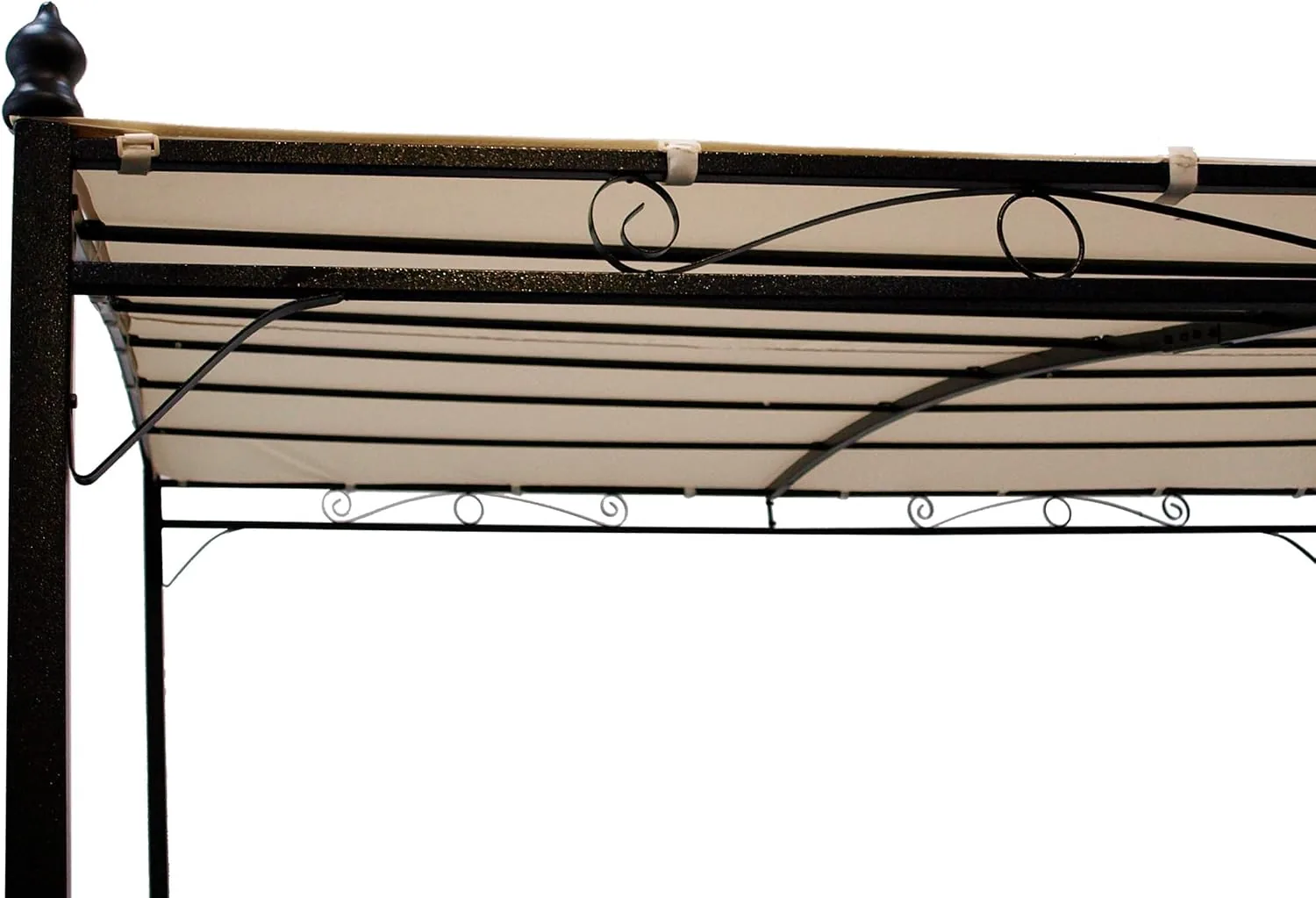 DEGAMO Anbaupavillon Terrassenpavillon Mantova-XL 300 x 300 cm, Stahlgestell schwarz, Dachplane wasserdicht ecrufarben — Ansicht 4