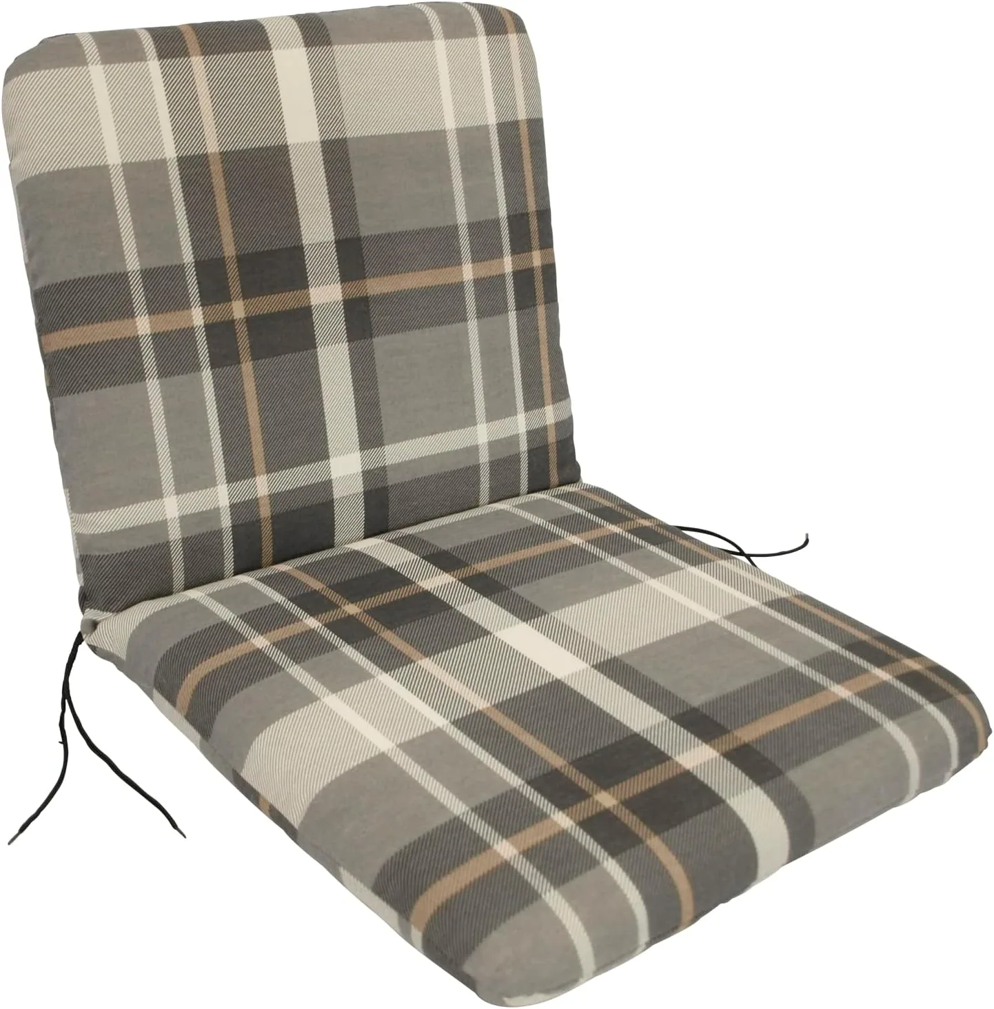 DEGAMO Auflage Sesselauflage Seattle für Gartenstuhl Niederlehner, 45x88cm, grau - beige kariert, Outdoor