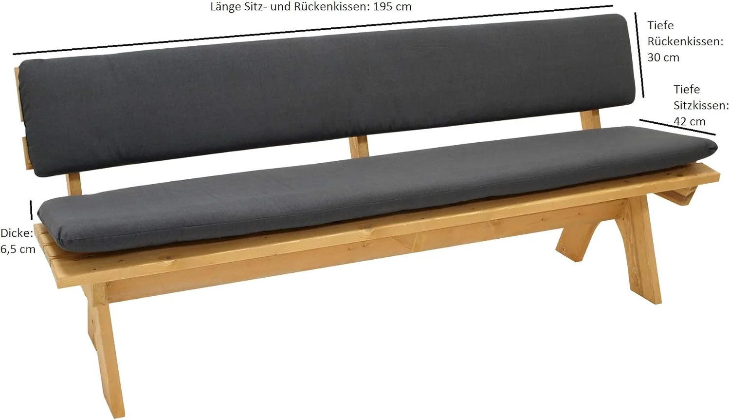 DEGAMO Auflagenset Bankauflage Arizona 2-teilig für Bank 4-sitzer 195cm, Sitz- und Rückenpolster, anthrazitfarben — Ansicht 3