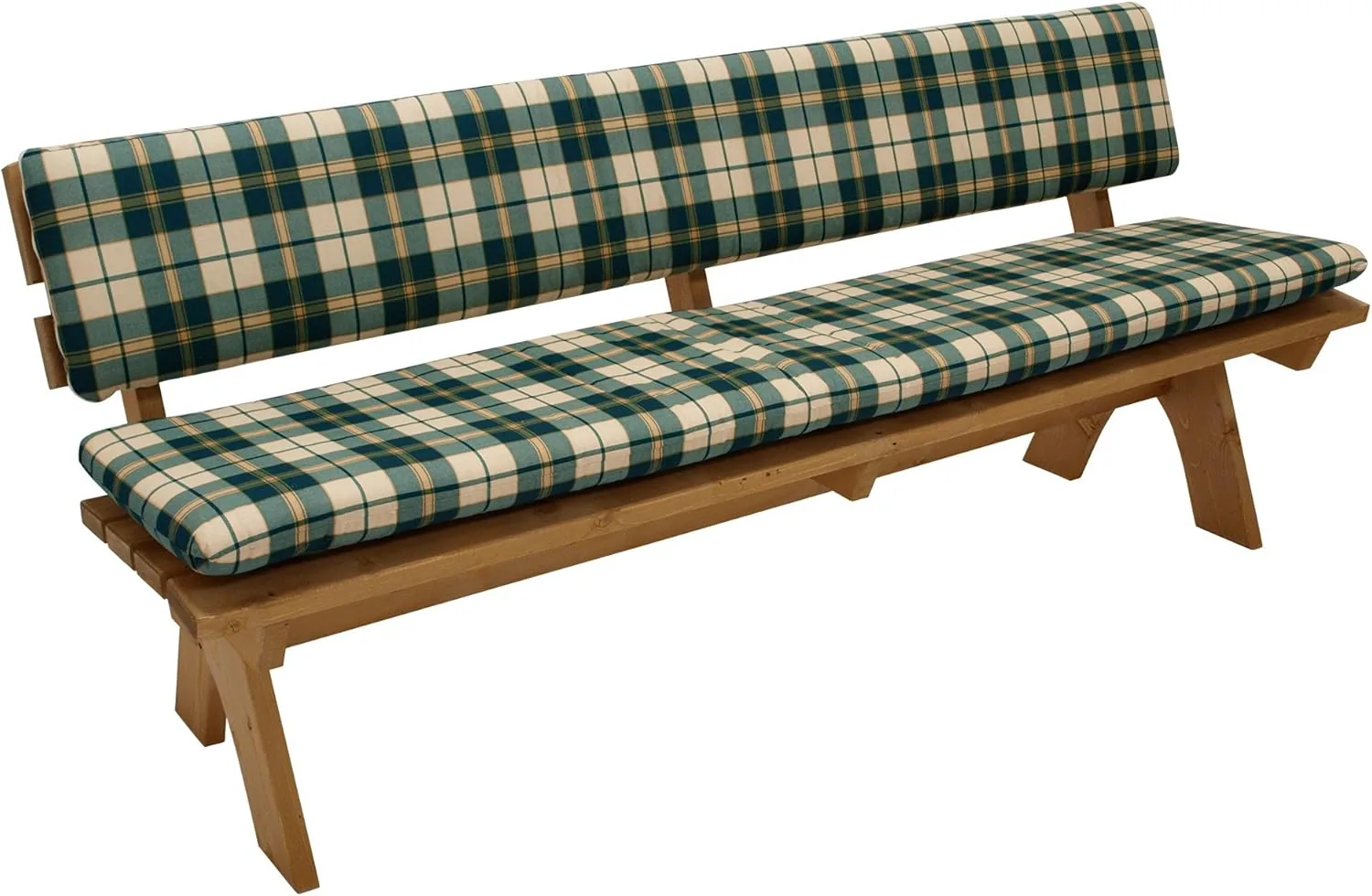 DEGAMO Auflagenset Bankauflage Boston 2-teilig für Gartenbank 4-sitzer 195cm, Sitz- und Rückenpolster, grün-kariert, Outdoor — Ansicht 2