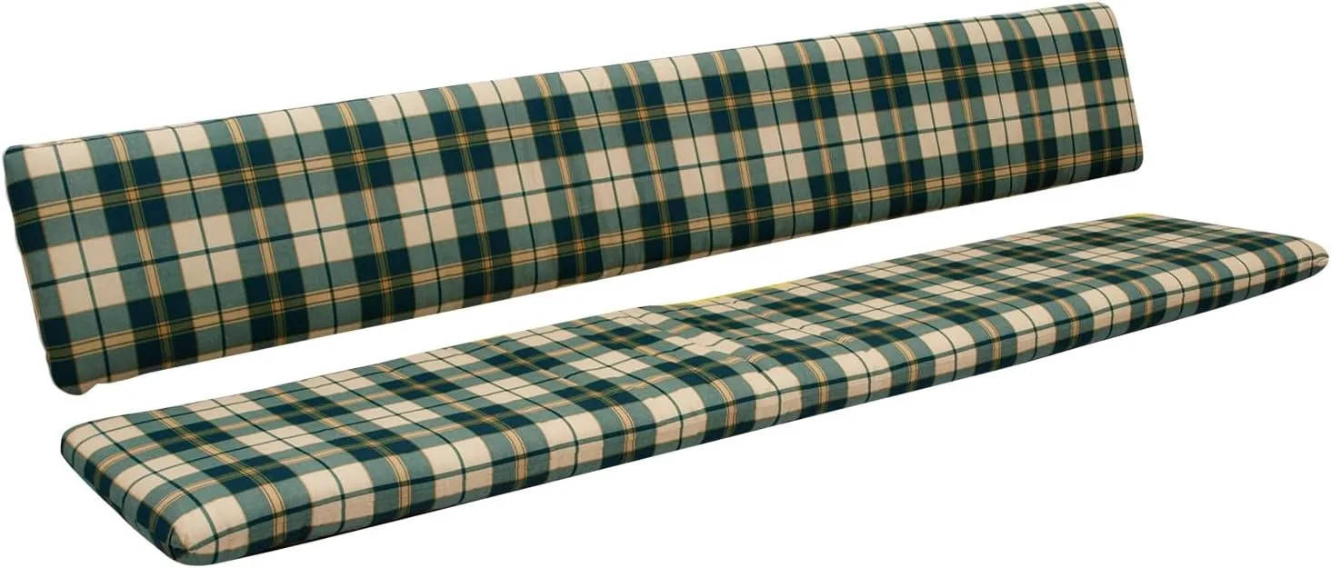DEGAMO Auflagenset Bankauflage Boston 2-teilig für Gartenbank 4-sitzer 195cm, Sitz- und Rückenpolster, grün-kariert, Outdoor