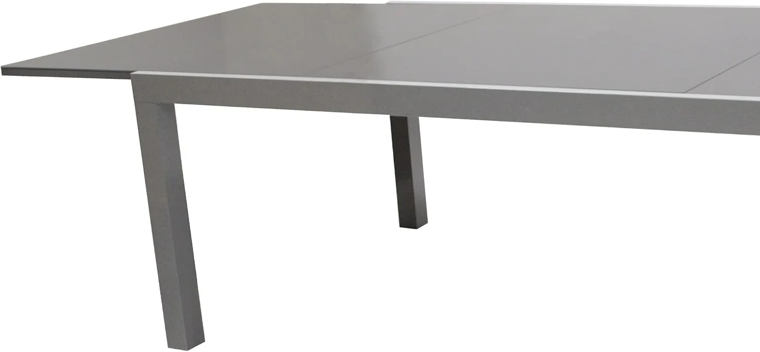 DEGAMO Ausziehtisch Marina XL, 180/240x100cm, Aluminium Silbergrau + Glas dunkelgrau — Ansicht 4