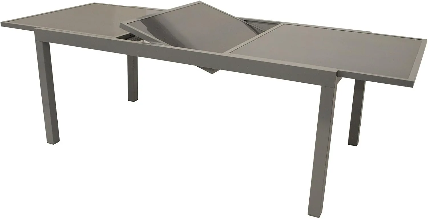 DEGAMO Ausziehtisch PISA 180/240x100cm, Aluminium + Glas