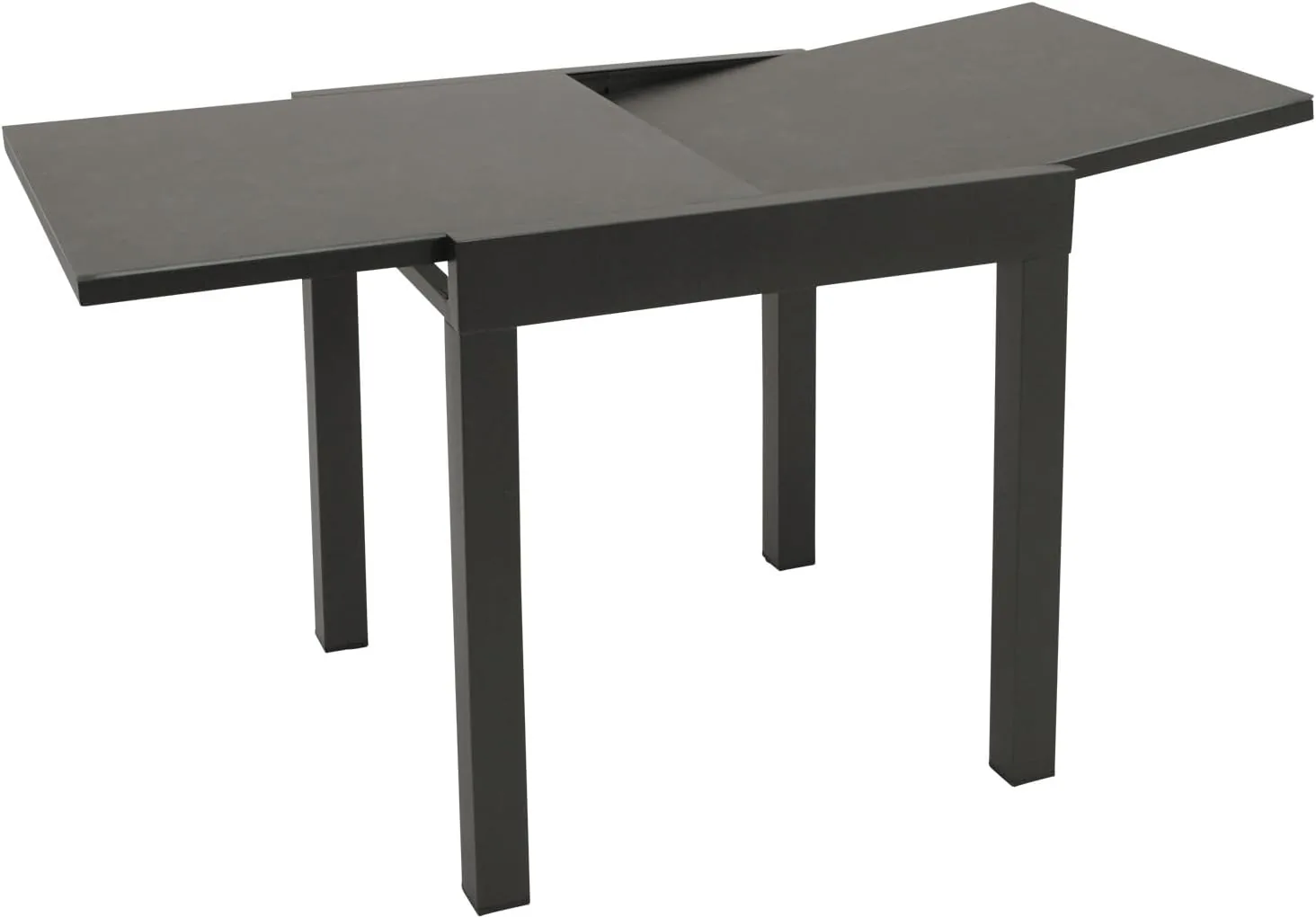 DEGAMO Balkontisch Livorno aus Aluminium anthrazit und Glas in Keramtikoptik dunkelgrau, 70x70cm, ausziehbar auf 140cm, Höhe 75cm, Outdoor — Ansicht 3
