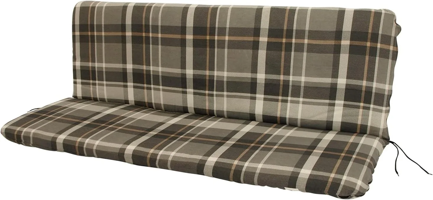 DEGAMO Bankauflage Polsterauflage Seattle für Gartenbank 3-sitzer 138x88cm, mit Rückenteil, grau beige kariert — Ansicht 5