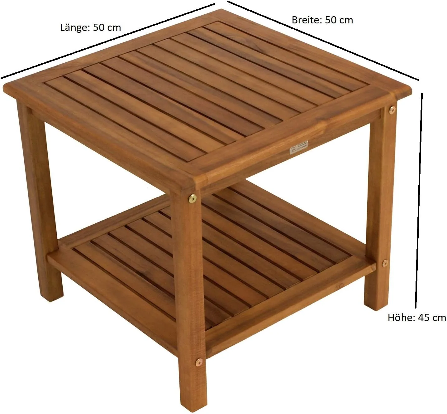 DEGAMO Beistelltisch Gartentisch St. Vincent aus Akazienholz, braun geölt, 50x50cm, FSC®-Zertifiziert, Outdoor — Ansicht 2