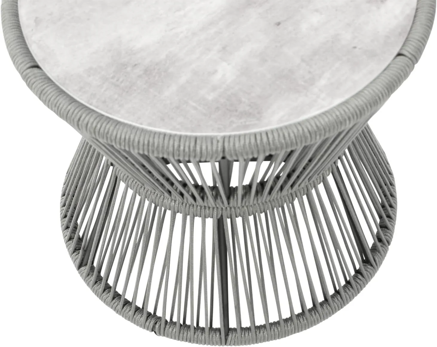DEGAMO Beistelltisch Kaffeetisch Ancona 45cm rund, 56cm rund, Metall + Rope grau, Glas grau in Keramikoptik, Outdoor — Ansicht 5