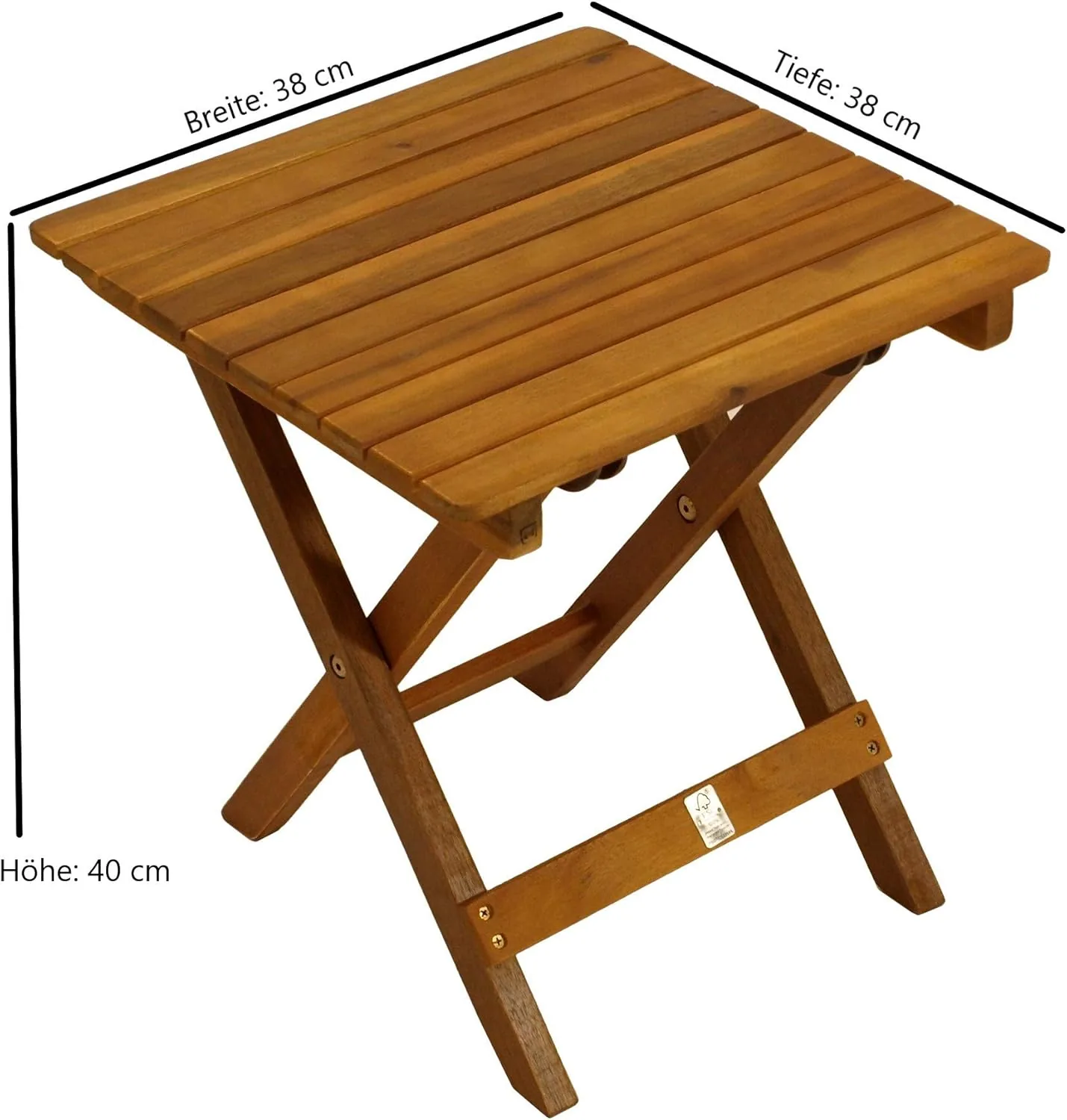 DEGAMO Beistelltisch MARA 38x38cm klappbar, Akazie geölt, FSC®-Zertifiziert — Ansicht 2