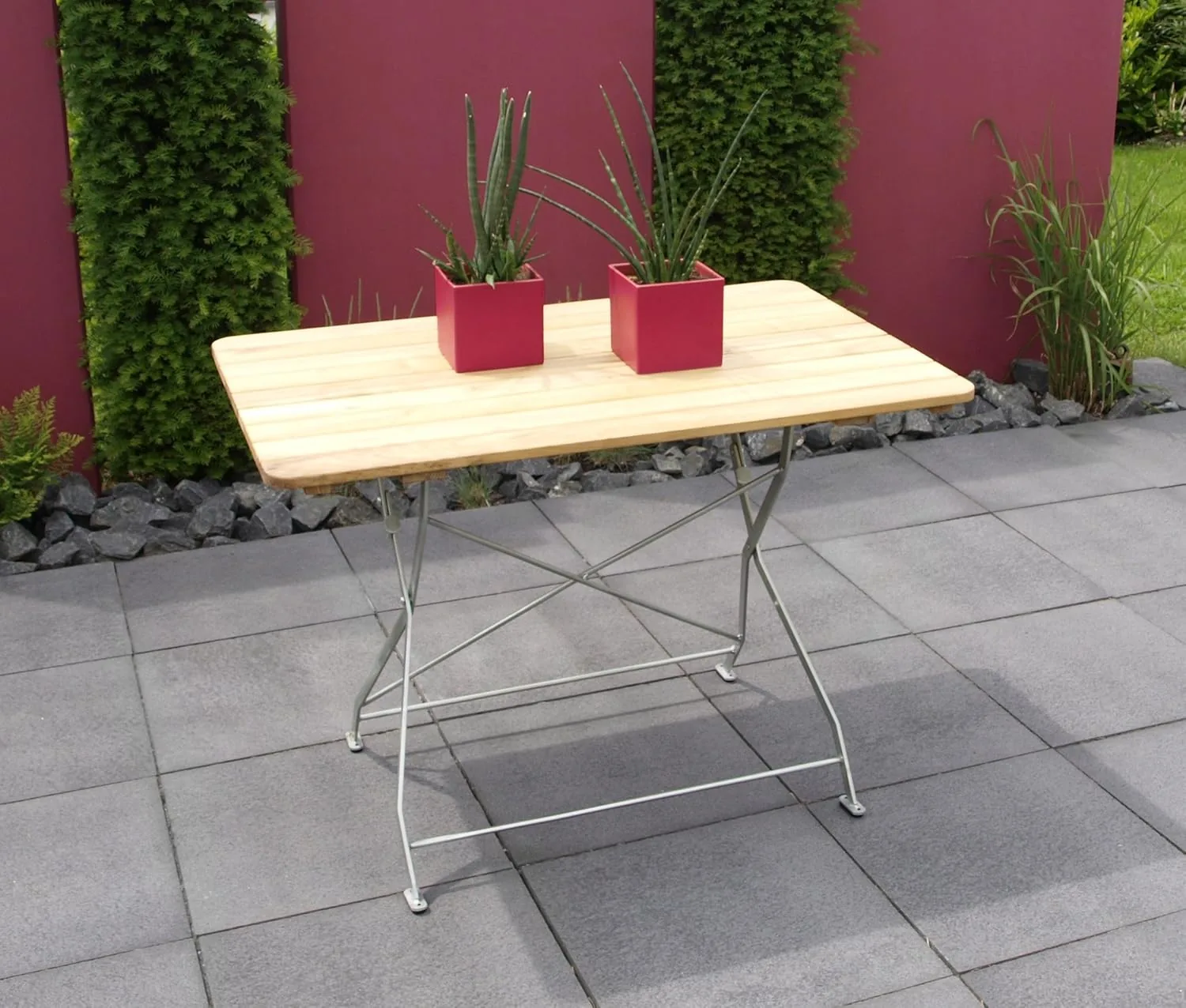DEGAMO Biergarten Klapptisch Bad TÖLZ 70x110cm, Stahl verzinkt + pulverbeschichtet, Holz Robinie — Ansicht 2
