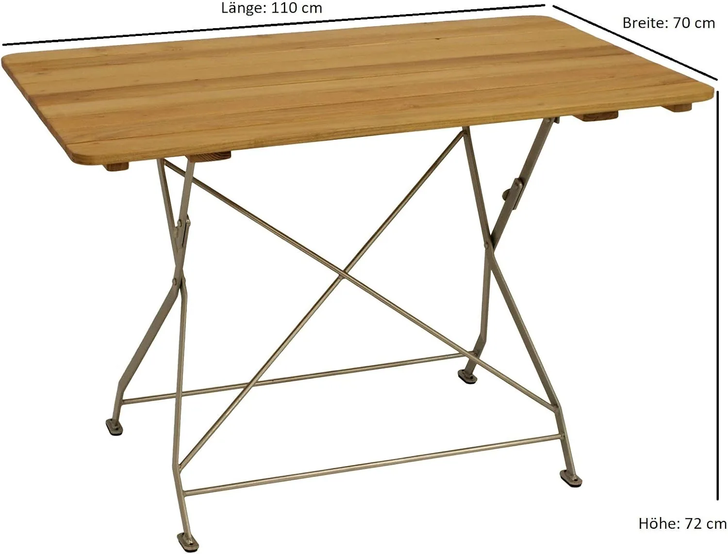 DEGAMO Biergarten Klapptisch Bad TÖLZ 70x110cm, Stahl verzinkt + pulverbeschichtet, Holz Robinie — Ansicht 3