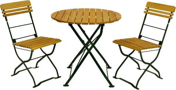 Biergartenset MÜNCHEN 3-teilig, Stahlgestell grün, Holz…