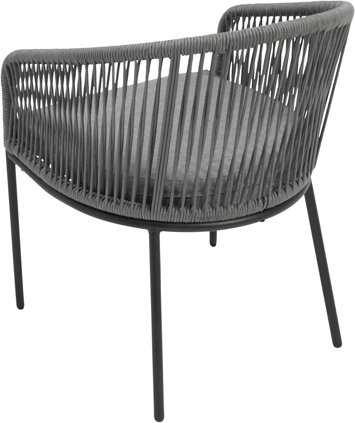 DEGAMO Bistroset Ancona 3-teilig, Gestell Stahl anthrazit + Rope grau, Polster grau, Tischplatte Glas Keramikoptik grau, Outdoor, Moderne Optik — Ansicht 3