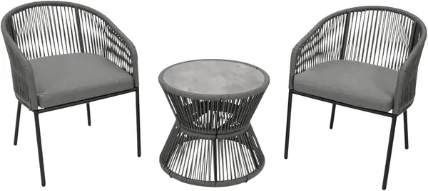 Bistroset Ancona 3-teilig, Gestell Stahl anthrazit + Rope…