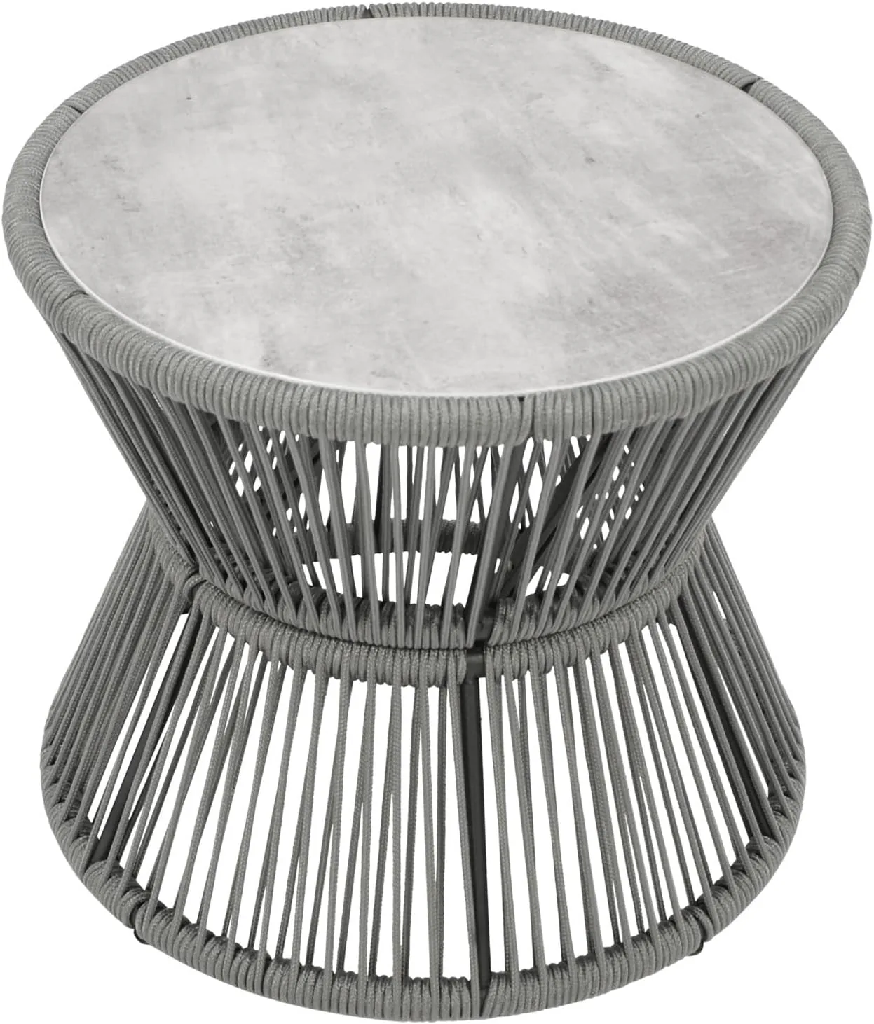 DEGAMO Bistroset Ancona 3-teilig, Gestell Stahl anthrazit + Rope grau, Polster grau, Tischplatte Glas Keramikoptik grau, Outdoor, Moderne Optik — Ansicht 5