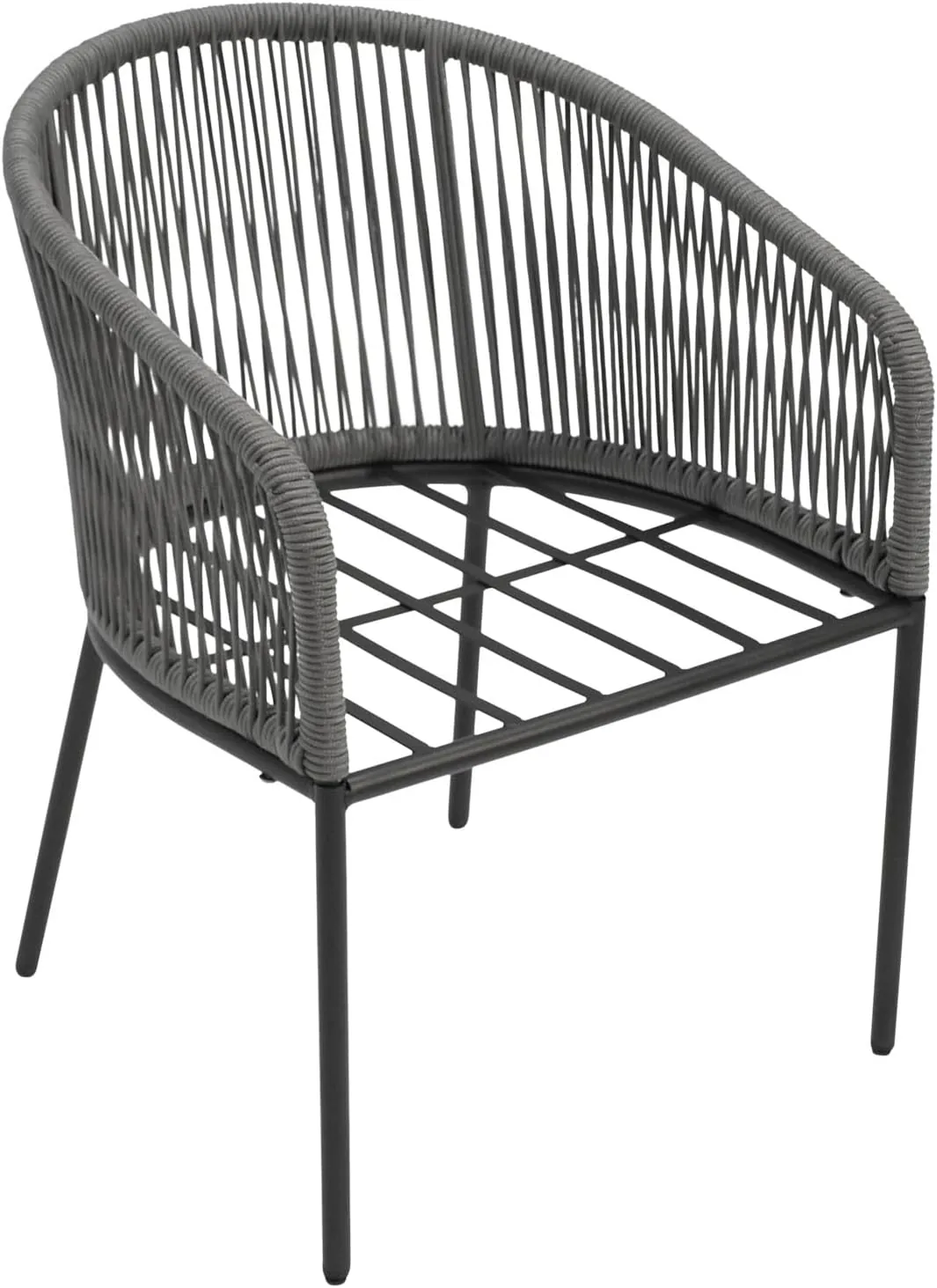 DEGAMO Bistroset Ancona 3-teilig, Gestell Stahl anthrazit + Rope grau, Polster grau, Tischplatte Glas Keramikoptik grau, Outdoor, Moderne Optik — Ansicht 6
