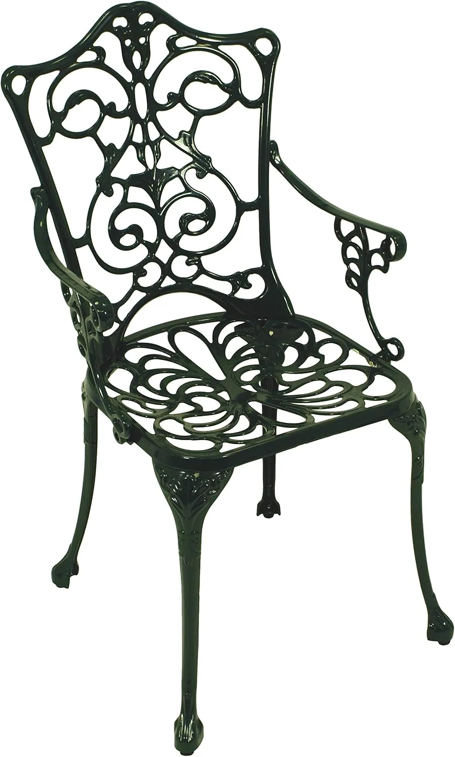 DEGAMO Bistroset in Jugendstil Optik 3-teilig, Aluguss dunkelgrün, wetterfest, 2X Sessel und 1x Tisch 70cm rund — Ansicht 2