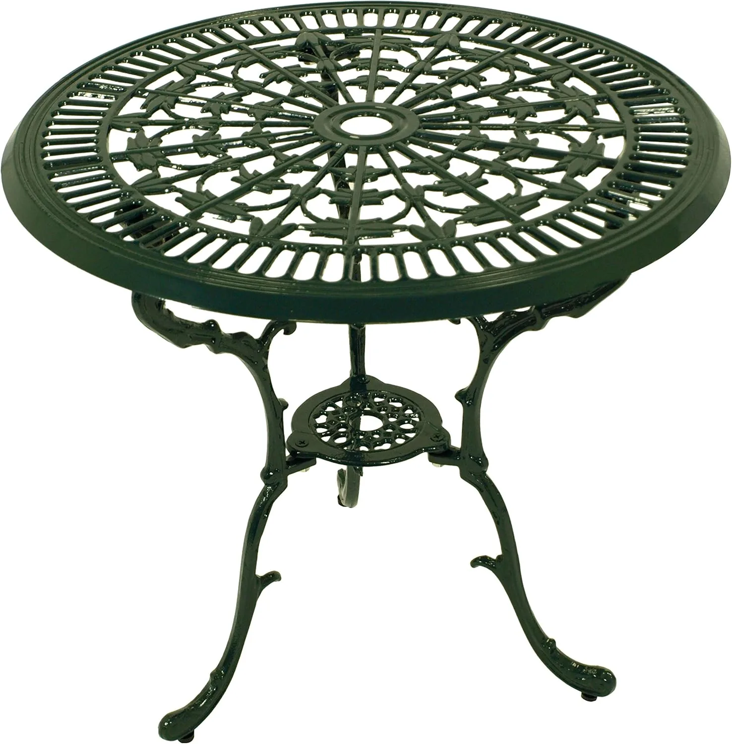 DEGAMO Bistroset in Jugendstil Optik 3-teilig, Aluguss dunkelgrün, wetterfest, 2X Sessel und 1x Tisch 70cm rund — Ansicht 3