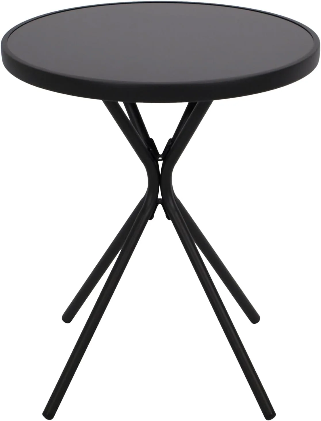DEGAMO Bistrotisch Balkontisch Milano 60cm rund, Metall anthrazit + Glas schwarz, Outdoor