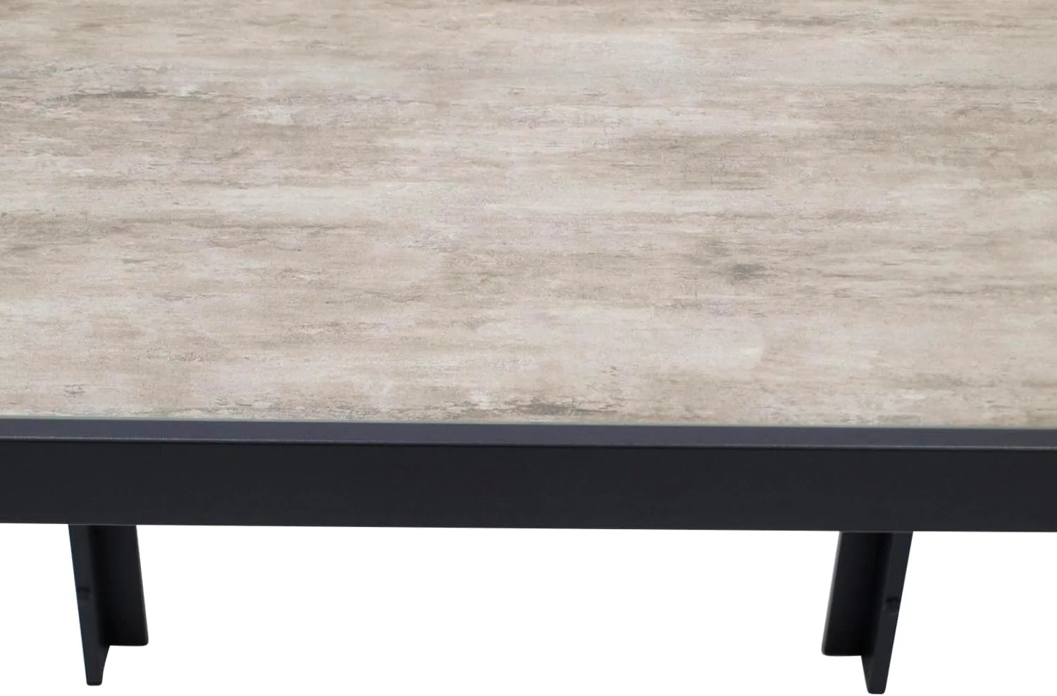 DEGAMO Bistrotisch Gartentisch Roma 70x70cm, Aluminium anthrazit + Glas Keramikoptik naturfarben, Outdoor — Ansicht 4