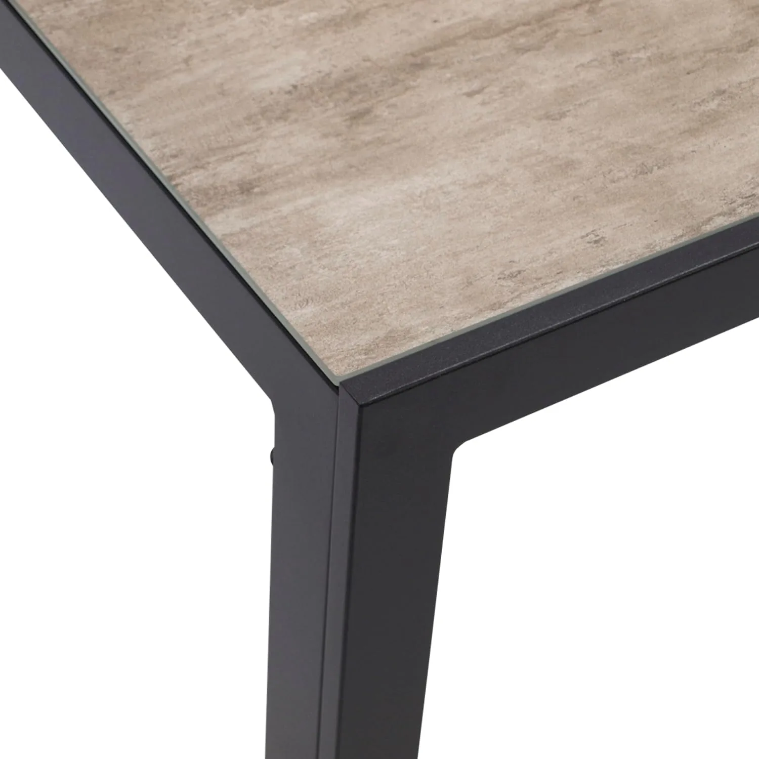 DEGAMO Bistrotisch Gartentisch Roma 70x70cm, Aluminium anthrazit + Glas Keramikoptik naturfarben, Outdoor — Ansicht 5