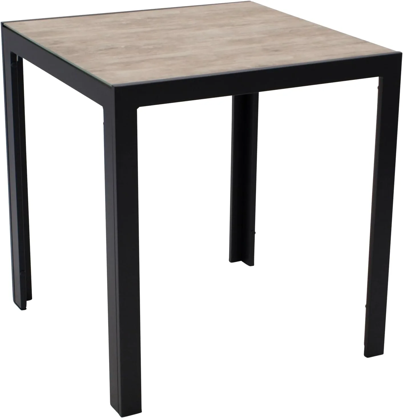 DEGAMO Bistrotisch Gartentisch Roma 70x70cm, Aluminium anthrazit + Glas Keramikoptik naturfarben, Outdoor