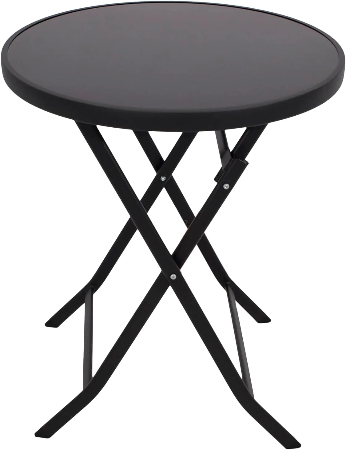 DEGAMO Bistrotisch Klapptisch Milano 60cm rund, Metall anthrazit + Glas schwarz, Outdoor