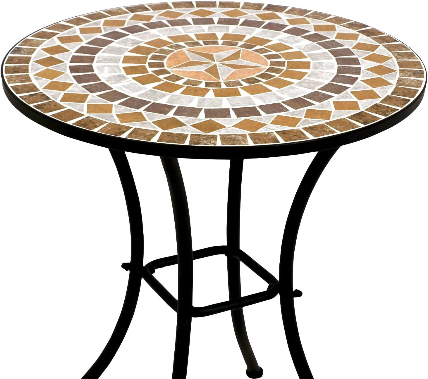 DEGAMO Bistrotisch Mosaiktisch Lucca 60cm rund, Gestell Metall schwarz, Tischplatte aus Keramik in Mosaik-Optik, grau/Terracotta — Ansicht 2