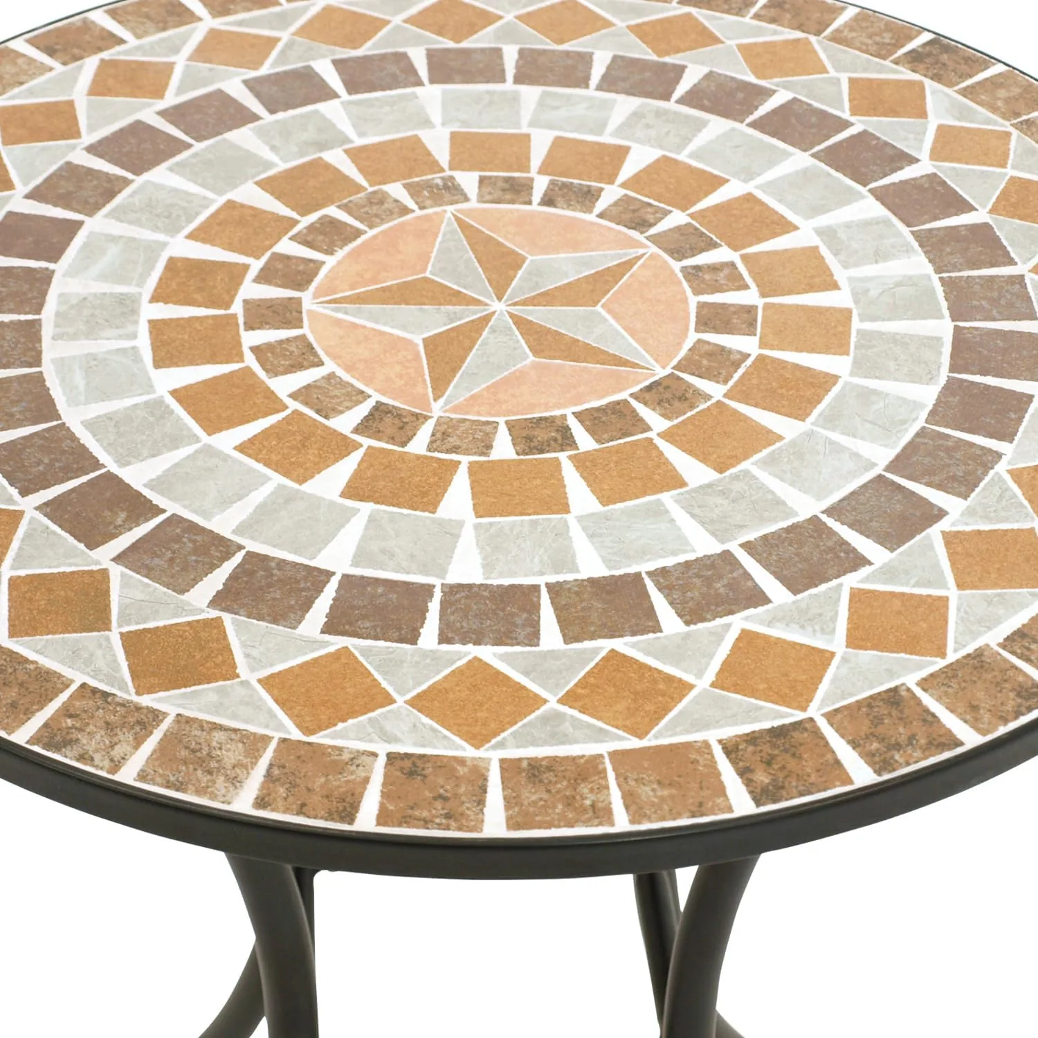 DEGAMO Bistrotisch Mosaiktisch Lucca 60cm rund, Gestell Metall schwarz, Tischplatte aus Keramik in Mosaik-Optik, grau/Terracotta — Ansicht 3