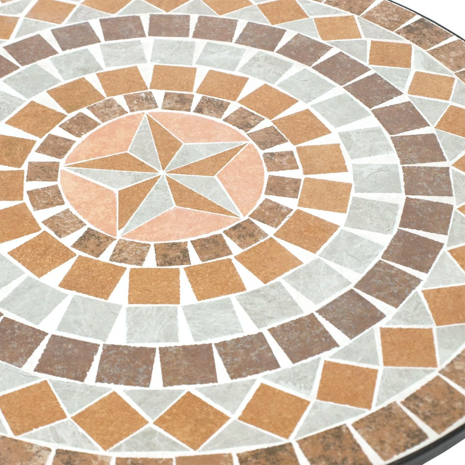 DEGAMO Bistrotisch Mosaiktisch Lucca 60cm rund, Gestell Metall schwarz, Tischplatte aus Keramik in Mosaik-Optik, grau/Terracotta — Ansicht 5