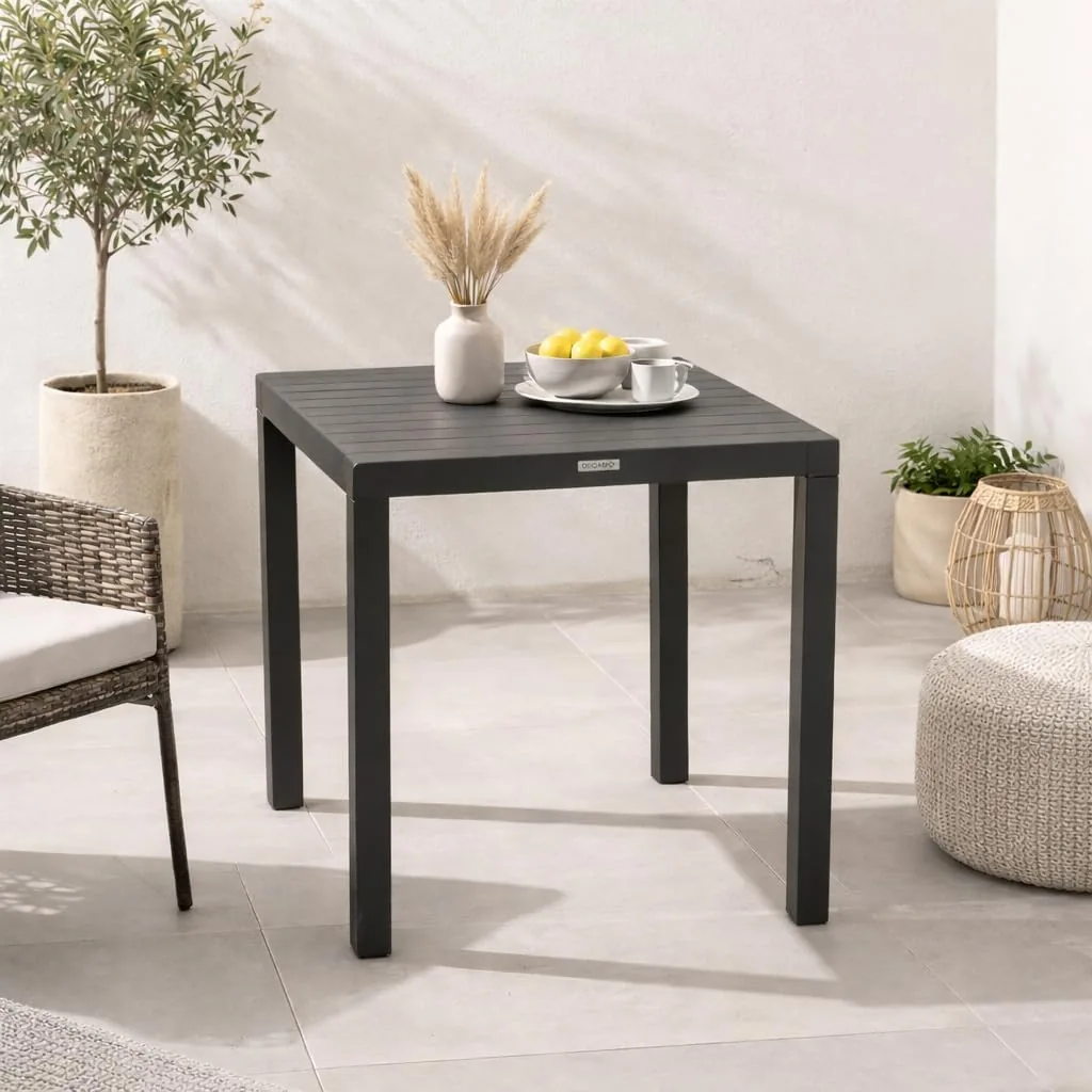 DEGAMO Bistrotisch Paris 70x70cm quadratisch, Alumium anthrazitfarben, wetterfest + rostfrei, Outdoor, Moderne Optik — Ansicht 2