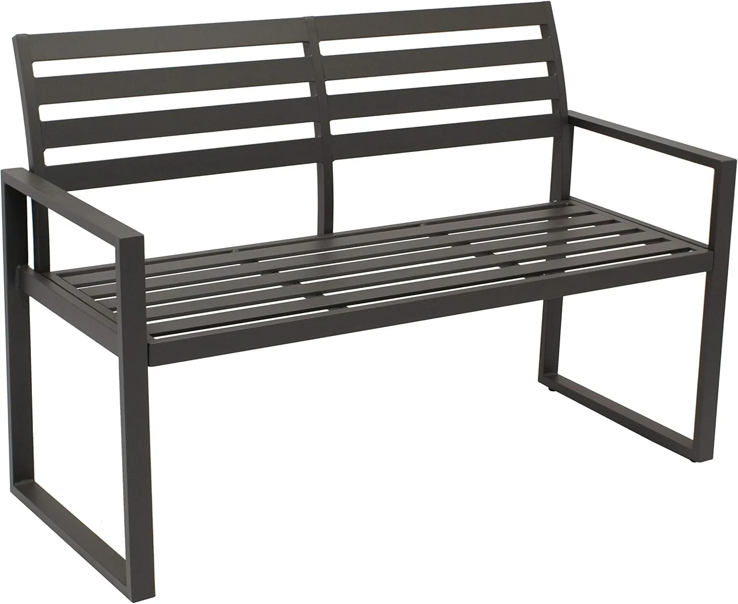 DEGAMO Design Gartenbank Atlanta 2-sitzer aus Aluminium wetterfest und rostfrei, dunkelgrau