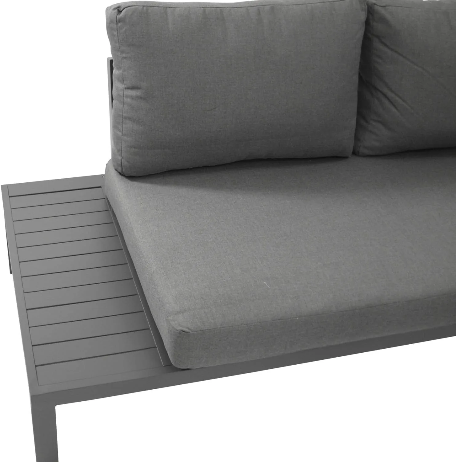 DEGAMO Ecklounge Set ROVIGNO, Aluminium anthrazitfarben, mit Kissen grau, 234x234cm, wetterfest, Outdoor — Ansicht 3