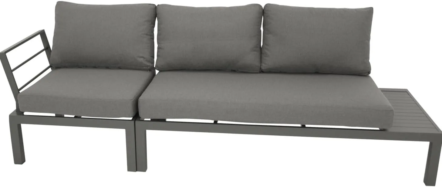 DEGAMO Ecklounge Set ROVIGNO, Aluminium anthrazitfarben, mit Kissen grau, 234x234cm, wetterfest, Outdoor — Ansicht 6