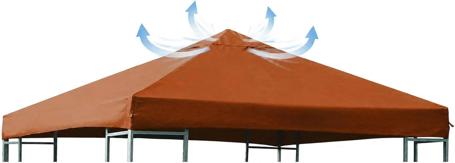 DEGAMO Ersatzdach Dachplane für Pavillon 3x3 Meter, Farbe Terracotta, wasserdicht beschichtet — Ansicht 2