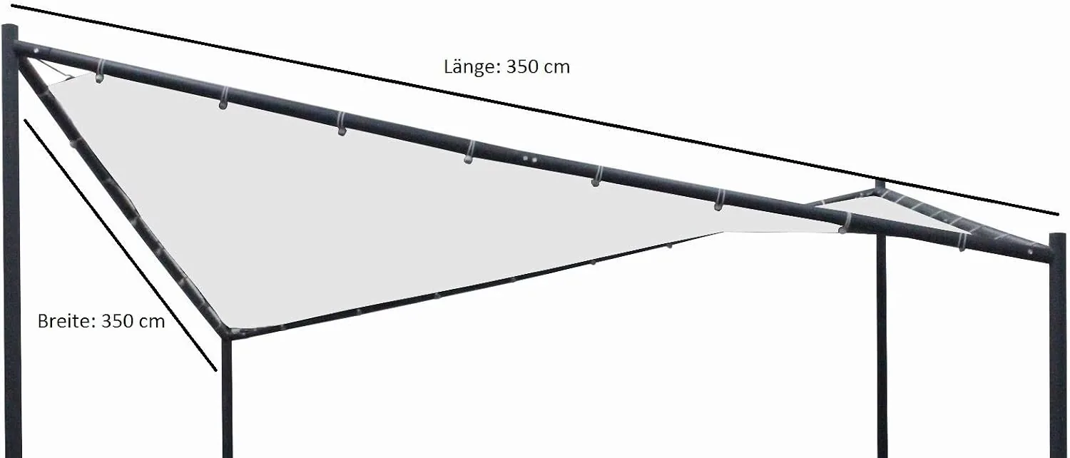 DEGAMO Ersatzdach für Walmdachpavillon Orlando 4-eckig 350x350cm, Polyester mit PVC Beschichtung wasserdicht, weiß — Ansicht 3