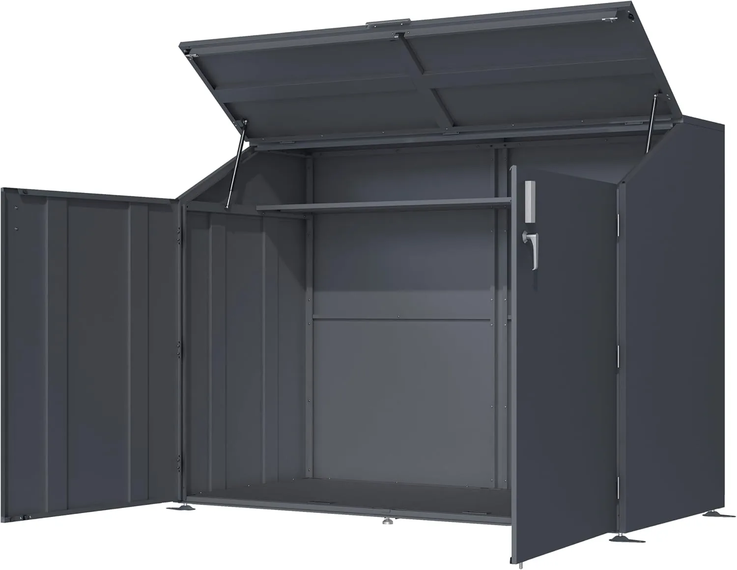 DEGAMO Fahrradgarage Fahhradbox Freiburg für bis zu 4 Fahrräder, Metall anthrazit (RAL 7016), wetterfest, 200x100x157cm, abschließbar — Ansicht 6