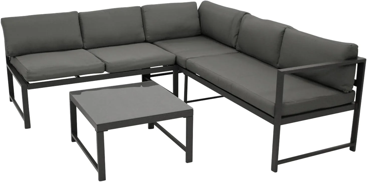 DEGAMO Funktions Eck- Loungeset Montana 192x188cm, Aluminiumgestell dunkelgrau, mit Verstellbarer Liegefunktion und Polstern grau, Outdoor wetterfest — Ansicht 4