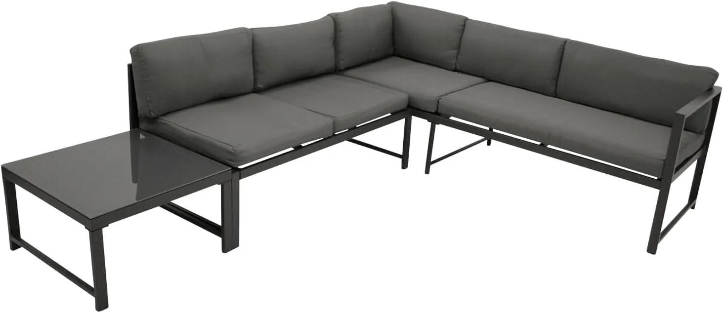 DEGAMO Funktions Eck- Loungeset Montana 192x188cm, Aluminiumgestell dunkelgrau, mit Verstellbarer Liegefunktion und Polstern grau, Outdoor wetterfest — Ansicht 5